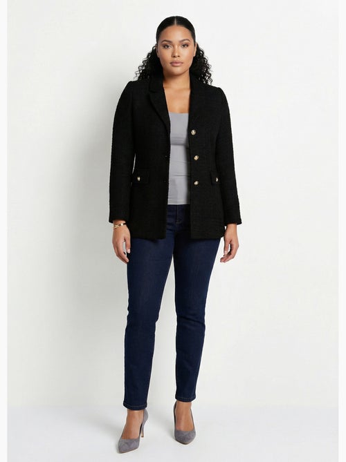 Chaqueta recta abotonada en tejido de cesta con cuello sastre - Afibel - Kiabi