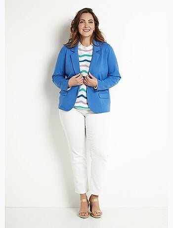 Chaqueta recta con botones en punto Milano liso - Afibel