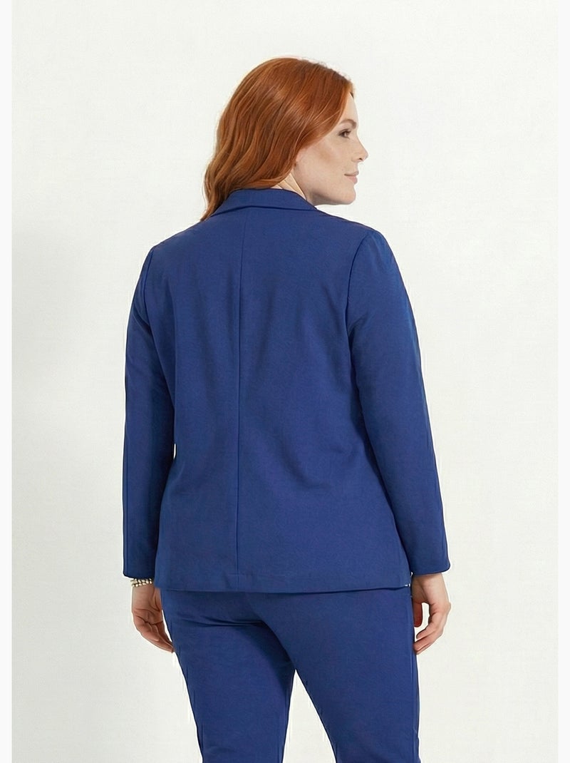 Chaqueta recta con botones en punto Milano liso - Afibel Azul - Kiabi