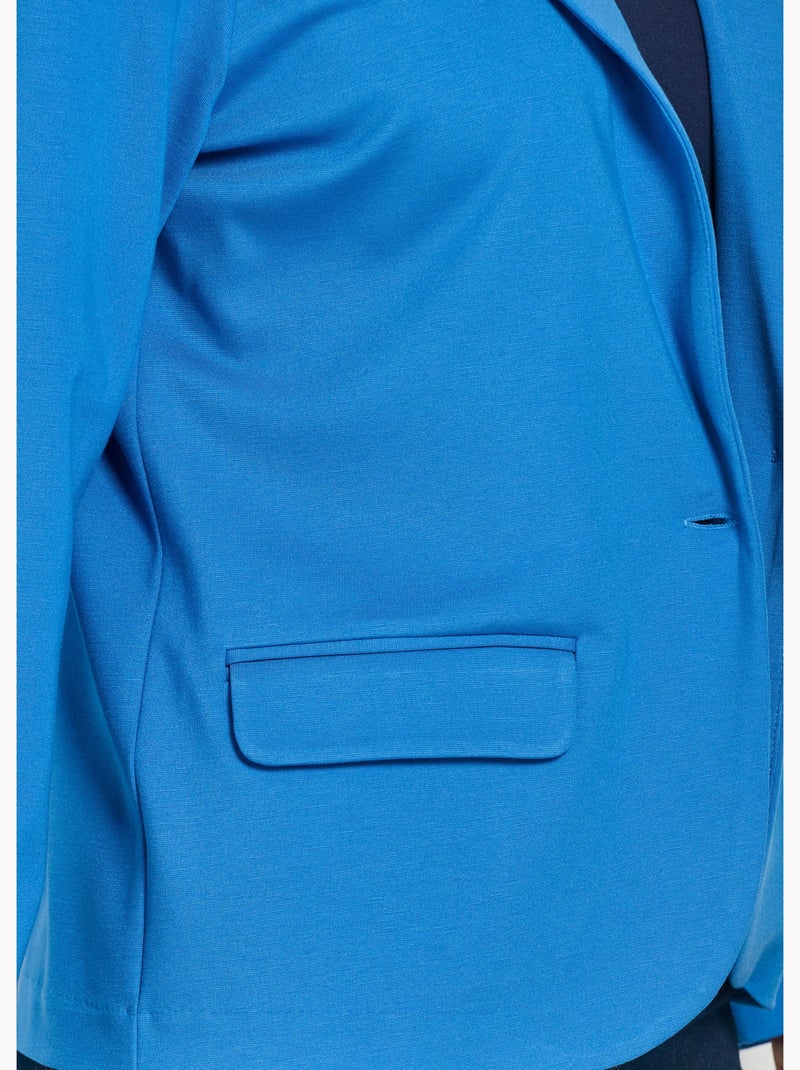 Chaqueta recta con botones en punto Milano liso - Afibel Azul - Kiabi