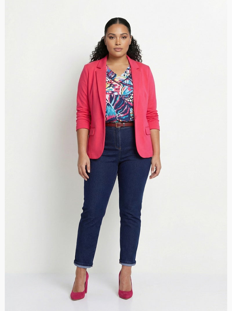 Chaqueta recta con botones en punto Milano liso - Afibel Rosa - Kiabi