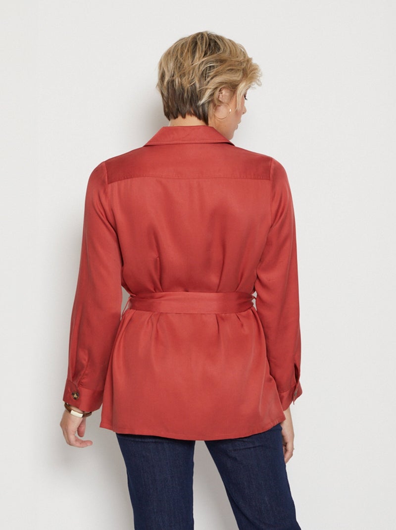Chaqueta safari de Lyocell con cinturón - AFIBEL Terracota - Kiabi