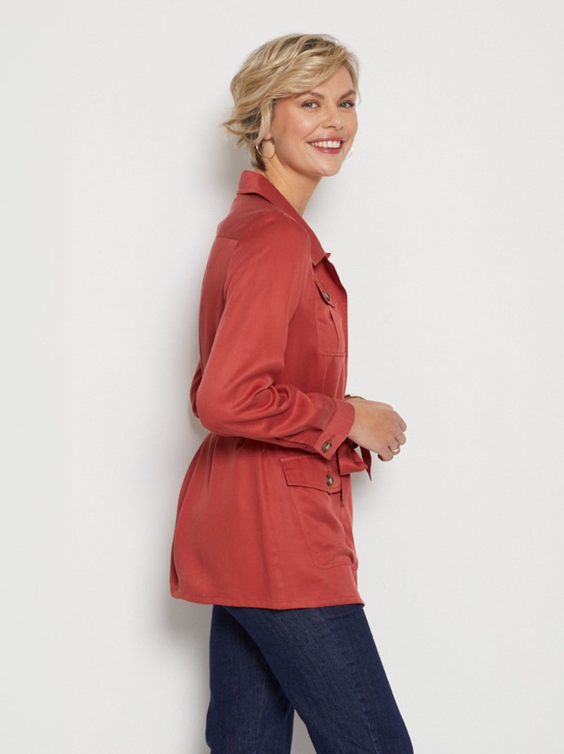 Chaqueta safari de Lyocell con cinturón - AFIBEL Terracota - Kiabi