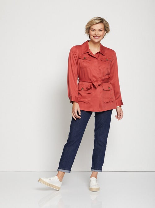 Chaqueta safari de Lyocell con cinturón - AFIBEL - Kiabi