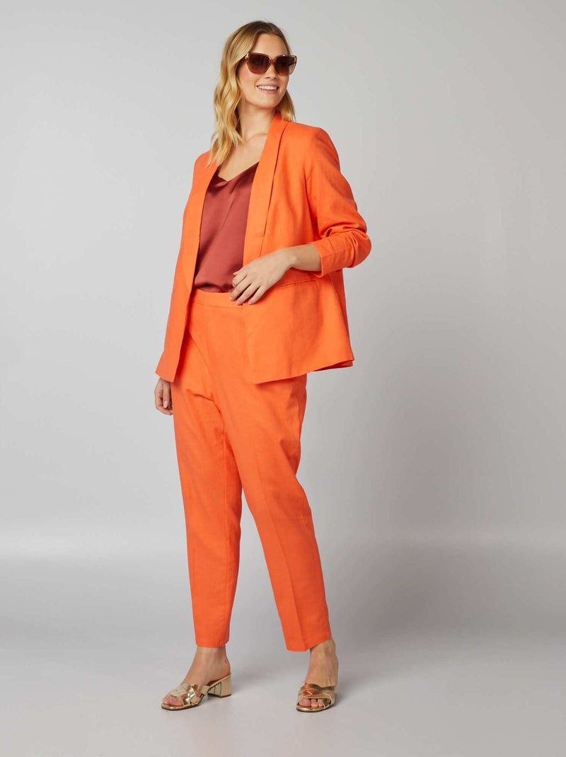 Chaqueta sastre de lino con cuello recto NARANJA - Kiabi