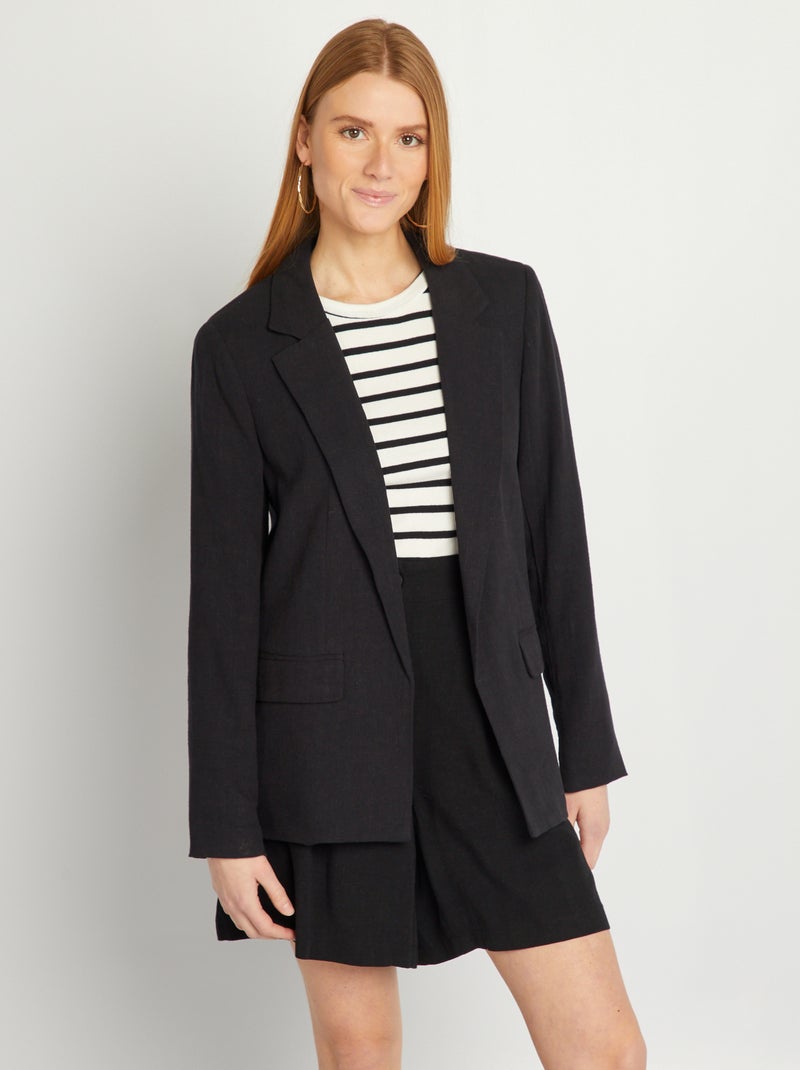 Chaqueta sastre de lino negro - Kiabi
