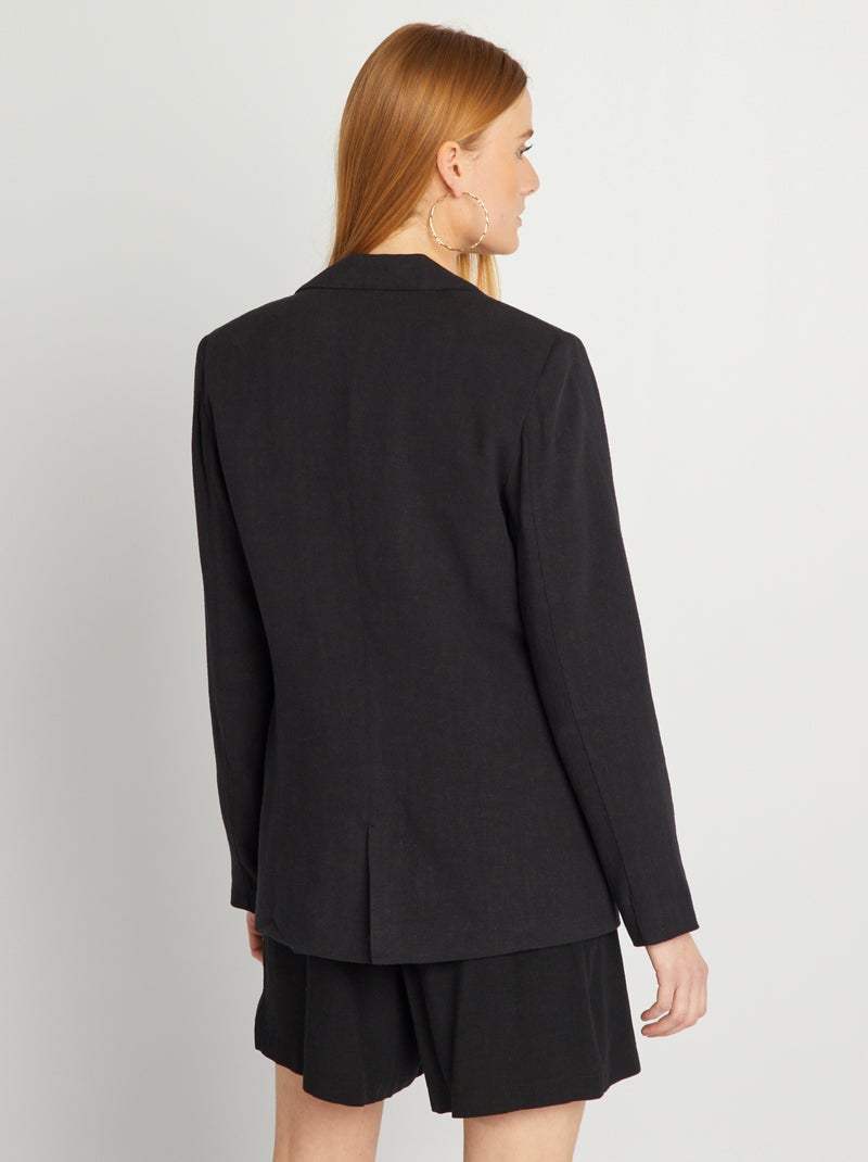 Chaqueta sastre de lino negro - Kiabi
