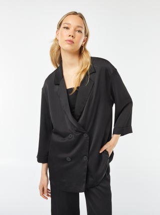 Chaqueta sastre de tejido de crepé manga 3/4