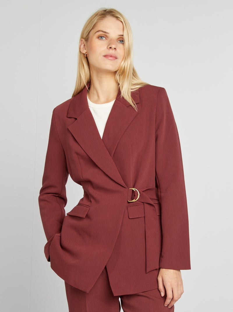 Chaqueta sastre larga con hebilla ROJO - Kiabi