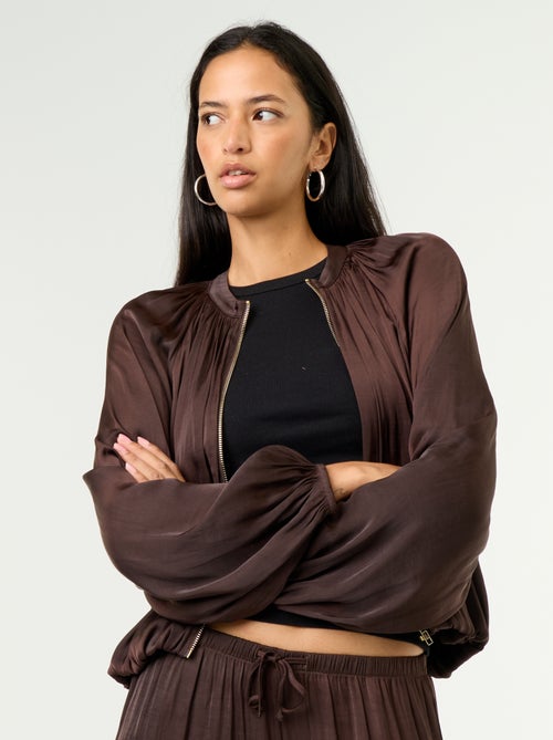 Chaqueta satinada lisa de corte globo - Kiabi