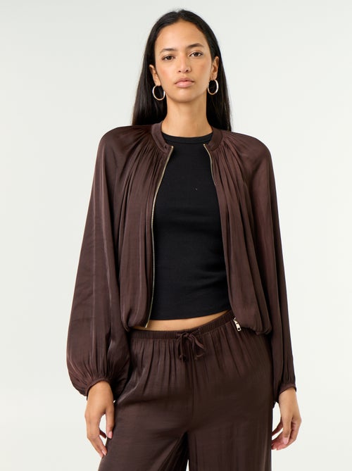 Chaqueta satinada lisa de corte globo - Kiabi