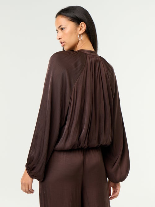 Chaqueta satinada lisa de corte globo - Kiabi