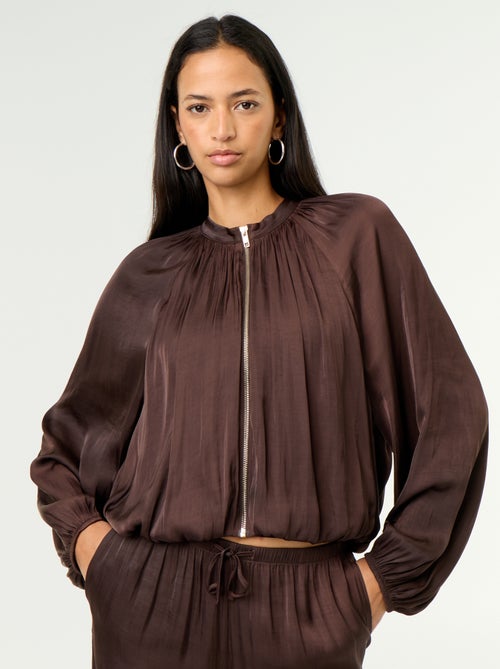 Chaqueta satinada lisa de corte globo - Kiabi
