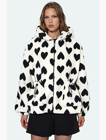 Chaqueta sherpa con estampado de corazones hiccup