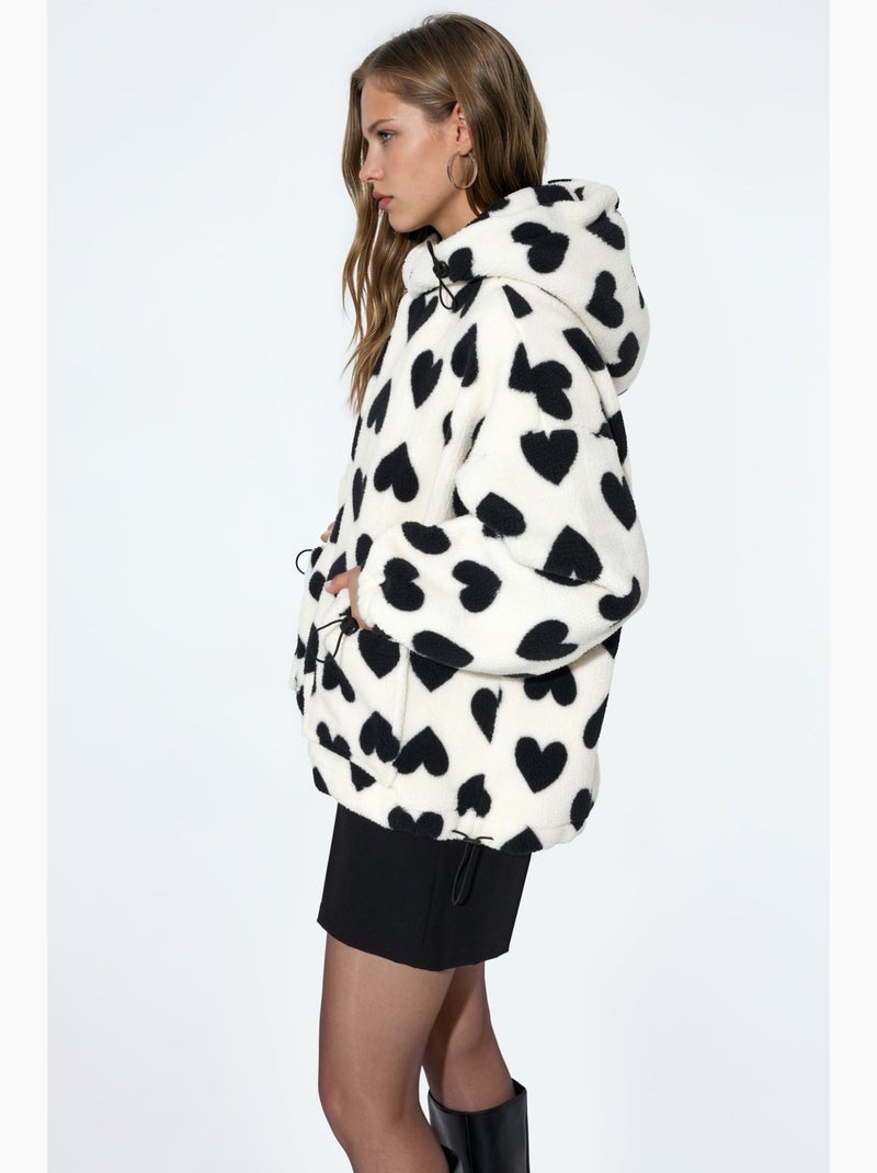 Chaqueta sherpa con estampado de corazones hiccup Blanco roto - Kiabi
