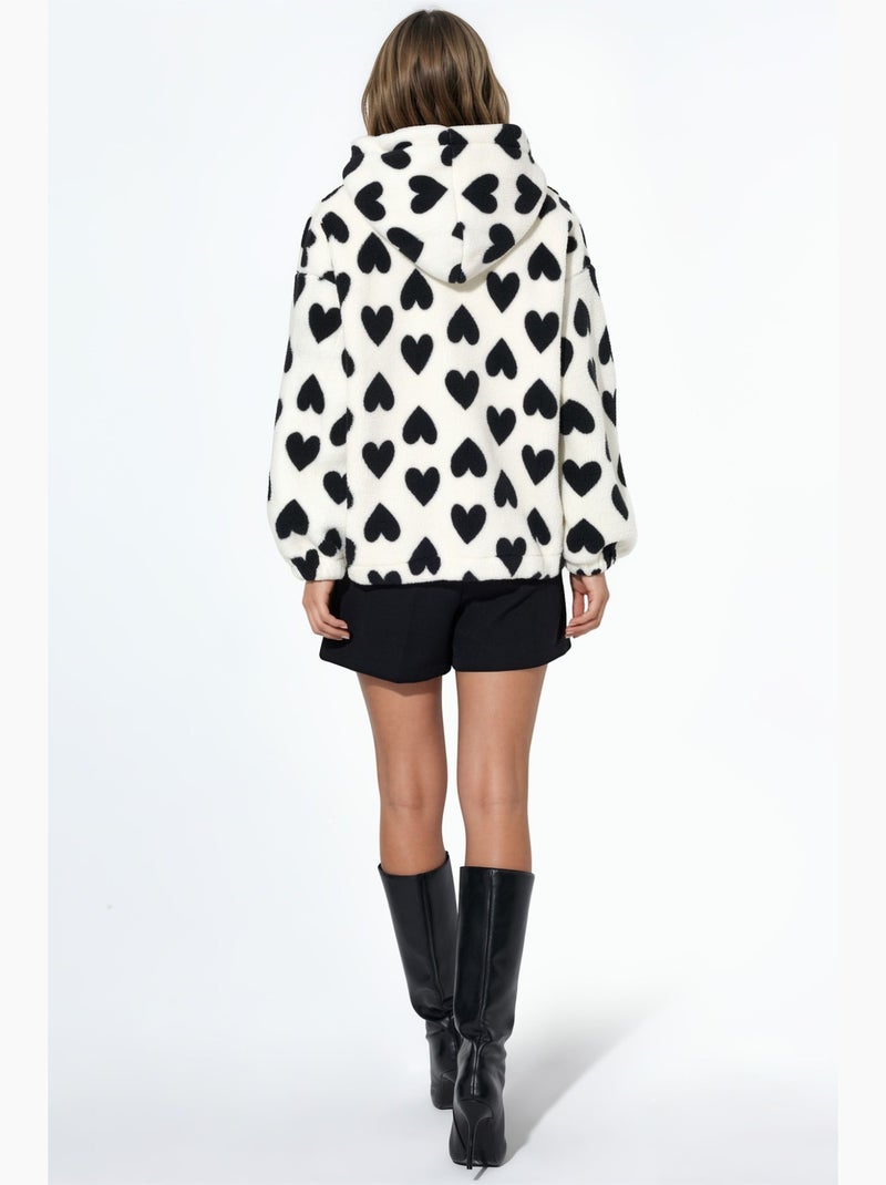 Chaqueta sherpa con estampado de corazones hiccup Blanco roto - Kiabi