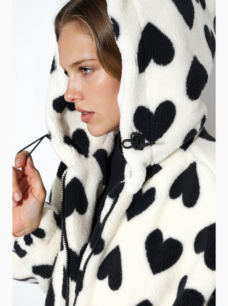 Chaqueta sherpa con estampado de corazones hiccup Blanco roto - Kiabi