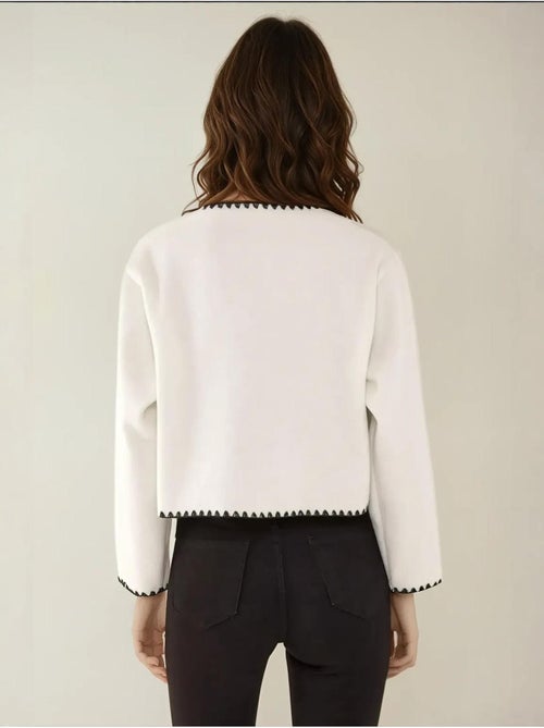 Chaqueta sin cuello con costura en contraste - Kiabi Chaqueta sin cuello con costura en contraste - Kiabi