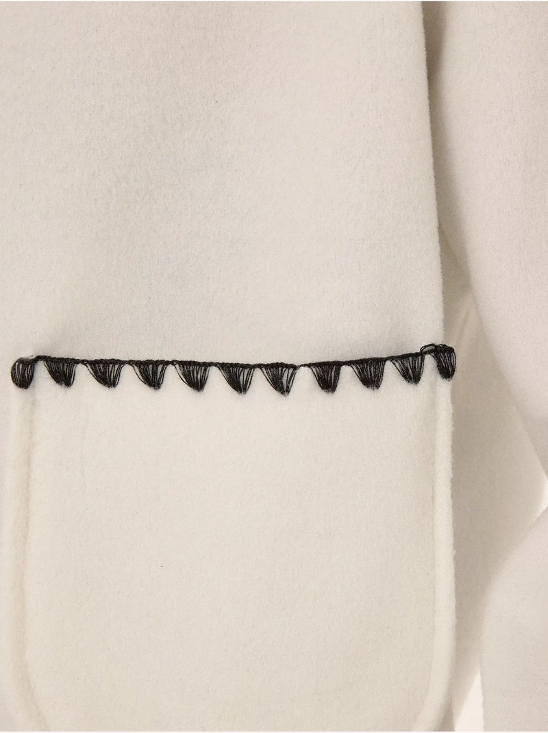 Chaqueta sin cuello con costura en contraste Blanco - Kiabi