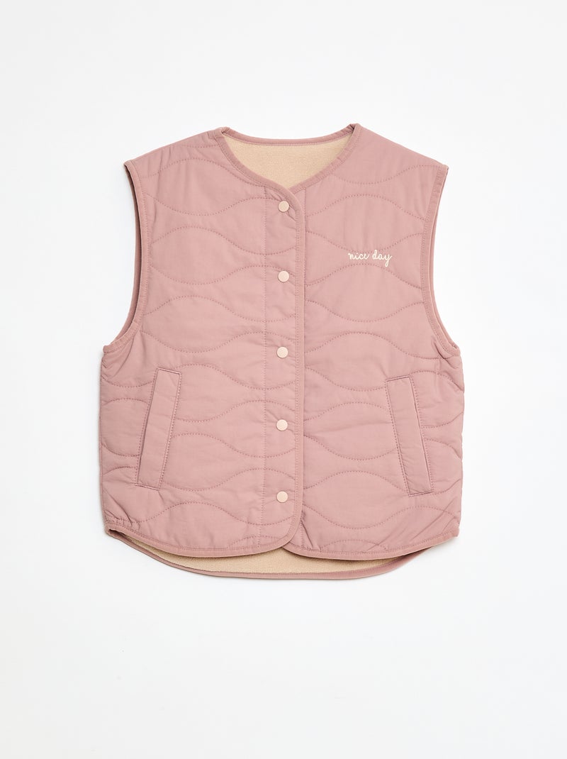 Chaqueta sin mangas acolchada y reversible Rosa - Kiabi