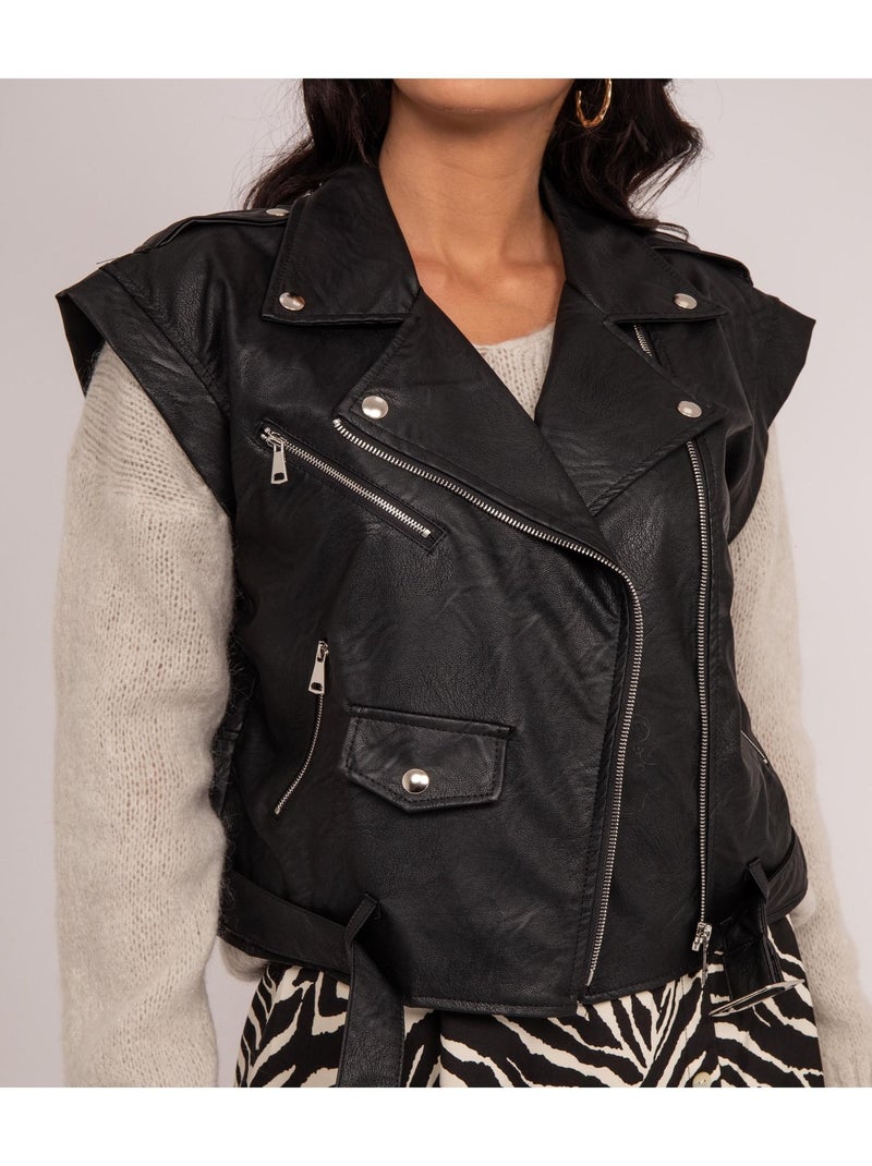 Chaqueta sin mangas de polipiel UMOT Negro - Kiabi