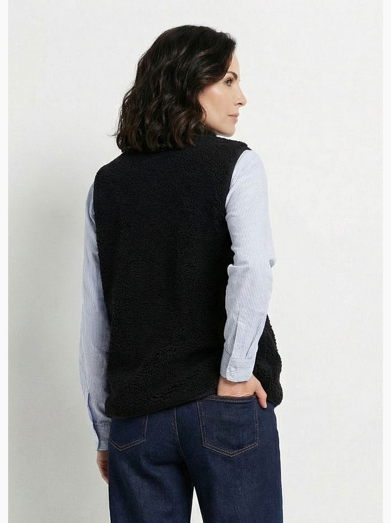 Chaqueta sin mangas de sherpa con interior aterciopelado. - Afibel Azul marino - Kiabi