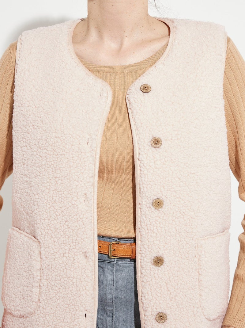 Chaqueta sin mangas de sherpa con interior aterciopelado. - Afibel Beige - Kiabi