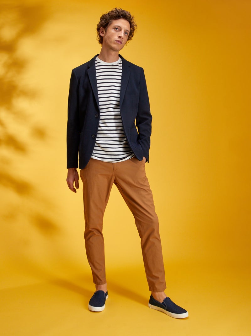 Chaqueta slim de punto piqué AZUL - Kiabi