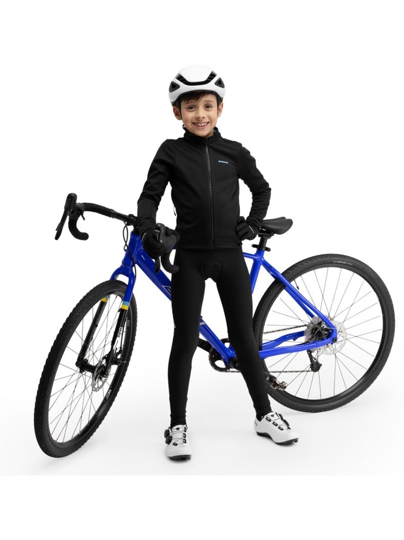 Chaqueta softshell ciclismo invierno niño ciclismo niños y niñas k-core wheel Negro - Kiabi