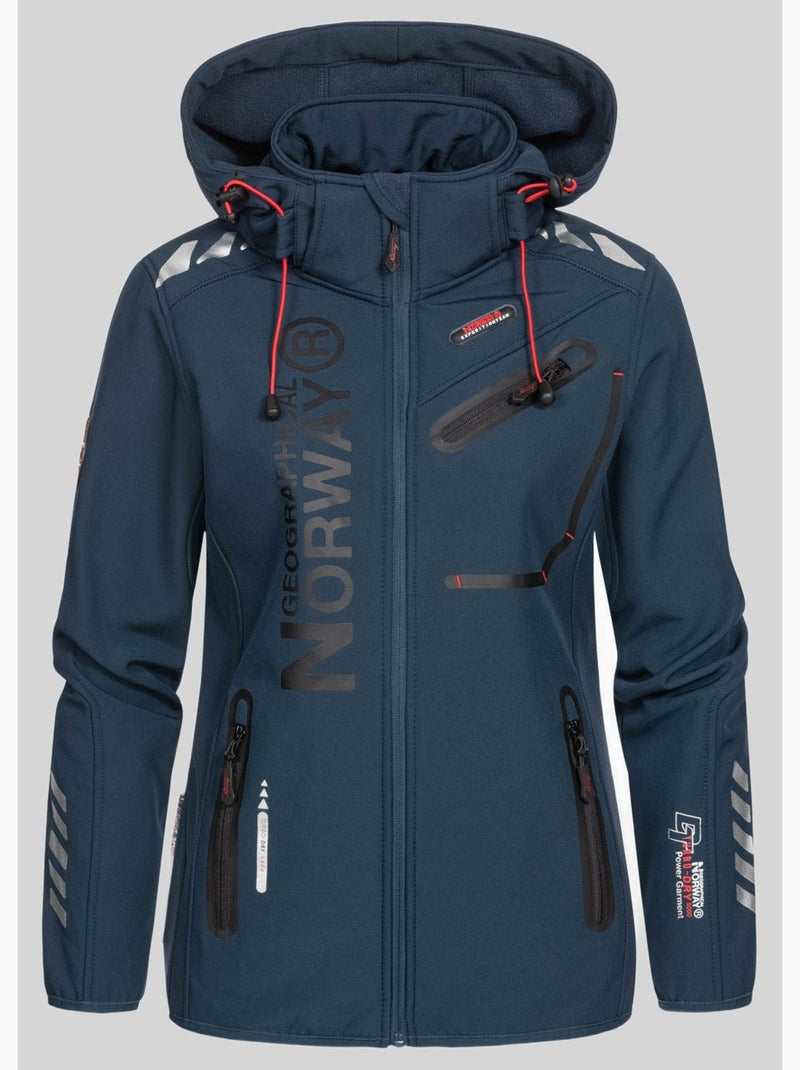 Chaqueta softshell con capucha reine – geographical norway Azul marino - Kiabi