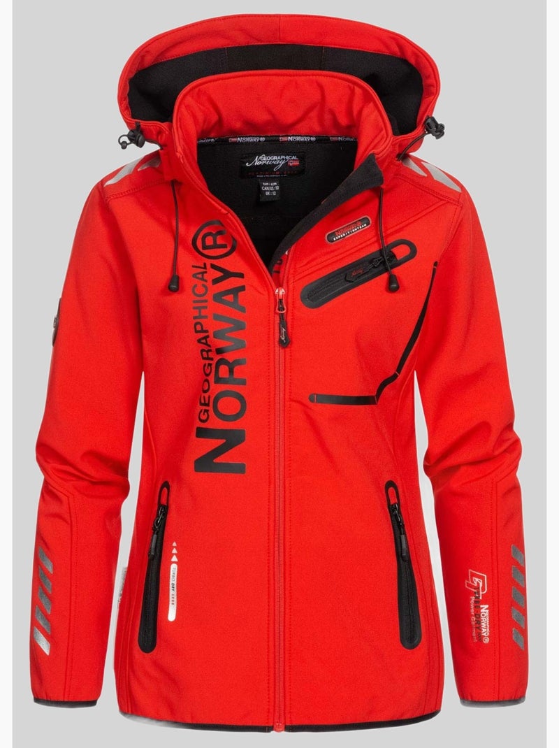 Chaqueta softshell con capucha reine – geographical norway Negro Rojo - Kiabi