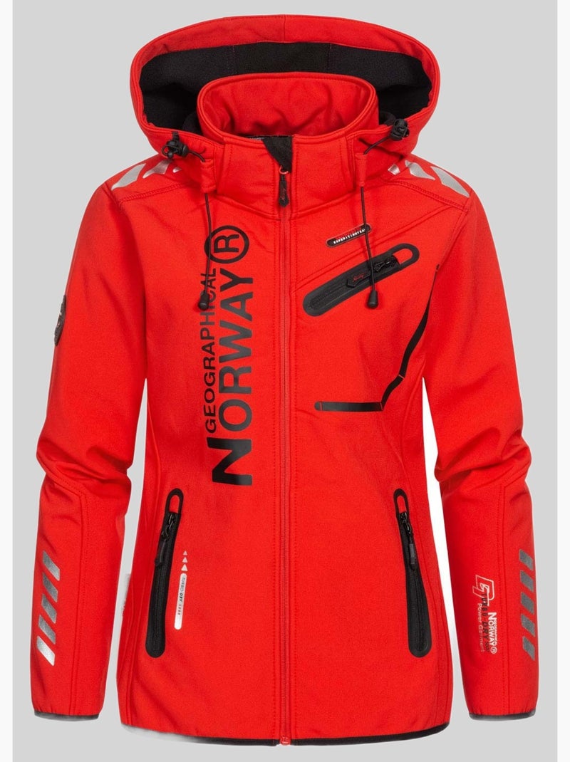 Chaqueta softshell con capucha reine – geographical norway Negro Rojo - Kiabi