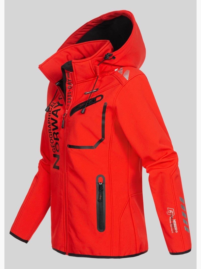 Chaqueta softshell con capucha reine – geographical norway Negro Rojo - Kiabi