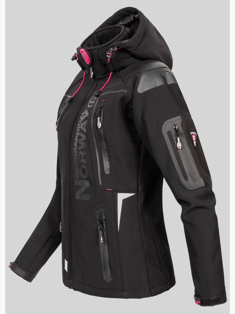 Chaqueta softshell con capucha tislande mujer – geographical norway Negro Rosa - Kiabi