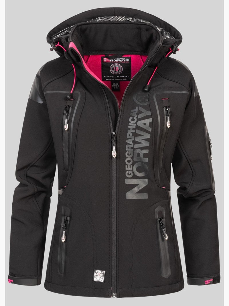 Chaqueta softshell con capucha tislande mujer – geographical norway Negro Rosa - Kiabi