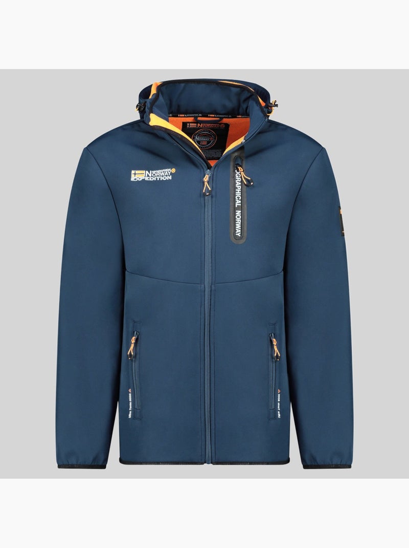 Chaqueta softshell con capucha toxique – geographical norway Azul marino/Naranja fluorescente - Kiabi