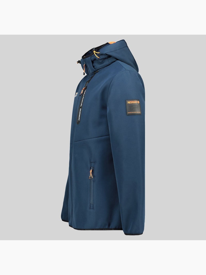 Chaqueta softshell con capucha toxique – geographical norway Azul marino/Naranja fluorescente - Kiabi