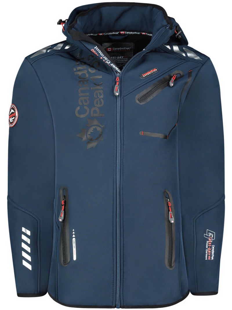 Chaqueta softshell cortavientos con capucha royauteak – canadian peak Azul Negro - Kiabi