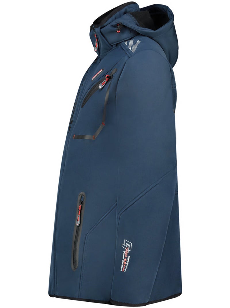 Chaqueta softshell cortavientos con capucha royauteak – canadian peak Azul Negro - Kiabi
