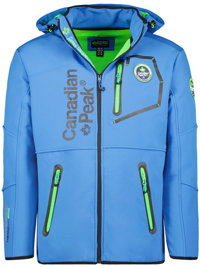 Chaqueta softshell cortavientos con capucha royauteak – canadian peak Azul Verde - Kiabi