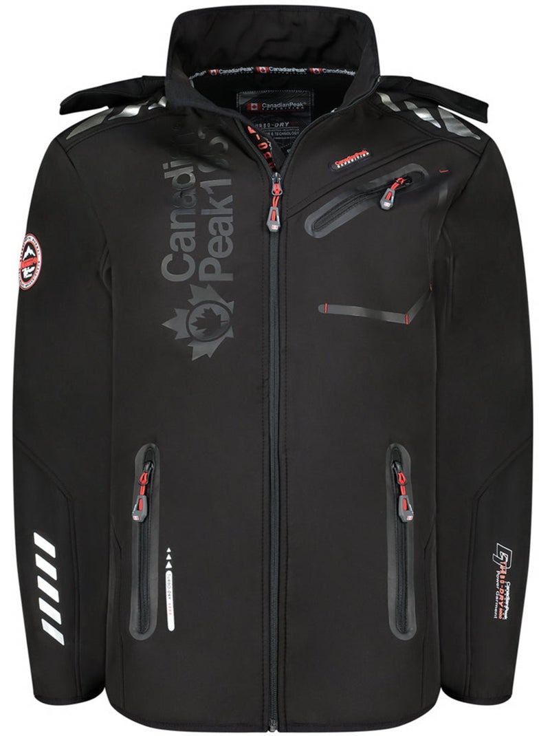 Chaqueta softshell cortavientos con capucha royauteak – canadian peak Negro - Kiabi
