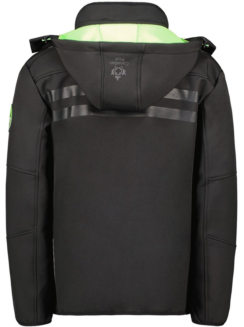 Chaqueta softshell cortavientos con capucha royauteak – canadian peak Negro Verde - Kiabi