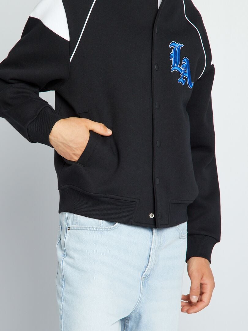 Chaqueta teddy estilo americano Negro - Kiabi