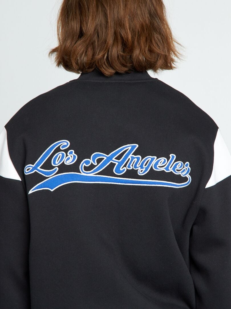 Chaqueta teddy estilo americano Negro - Kiabi