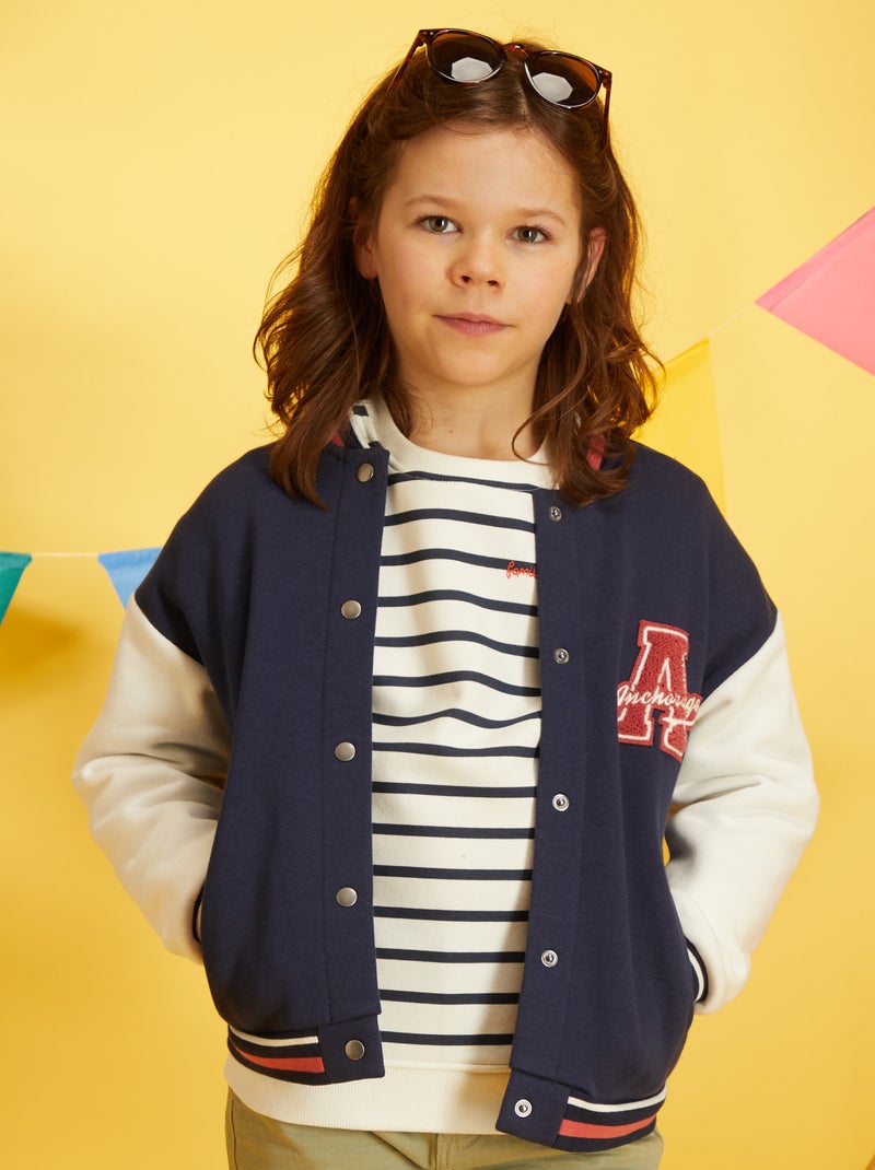 Chaqueta teddy estilo 'campus' AZUL - Kiabi