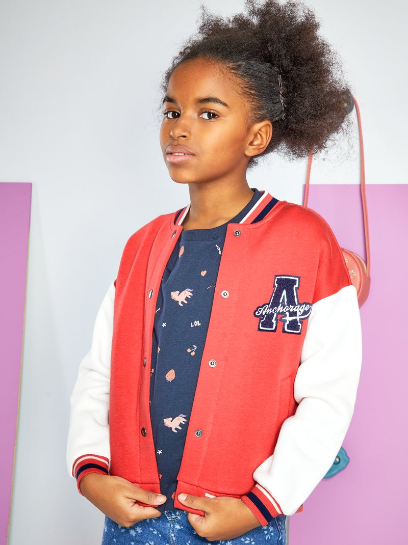 Chaqueta teddy estilo 'campus' ROSA - Kiabi