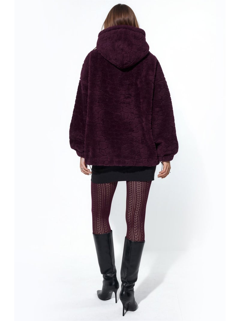 Chaqueta texturizada con capucha oversize hiccup Violeta berenjena - Kiabi