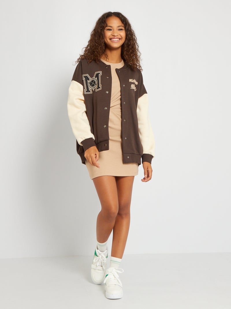 Chaqueta tipo béisbol bicolor castaño oscuro - Kiabi