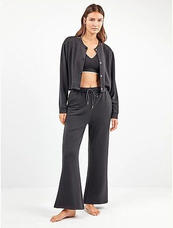 Chaqueta tipo bomber con bolsillos, en tejido de felpa