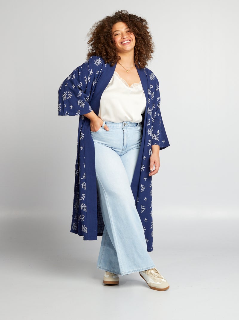 Chaqueta tipo kimono con bordado AZUL - Kiabi